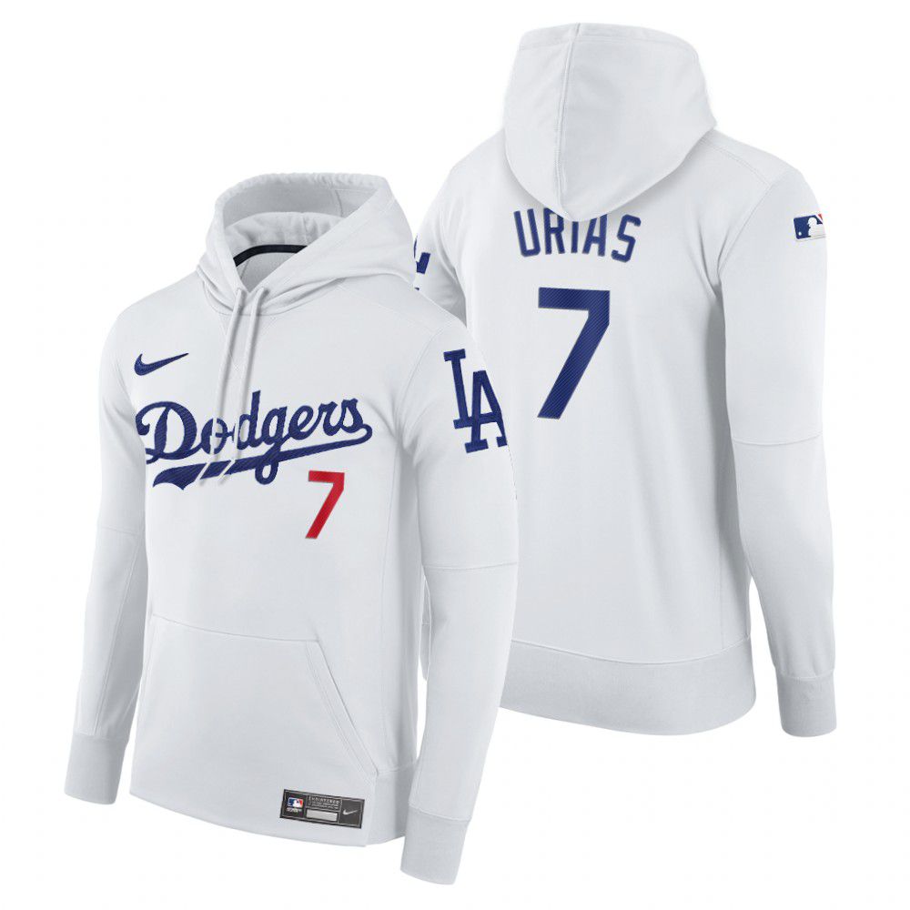 Men Los Angeles Dodgers #7 Urias white home hoodie 2021 MLB Nike Jerseys